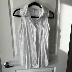 White, tank Ann Taylor Loft button down. Great for work or under a jacket.